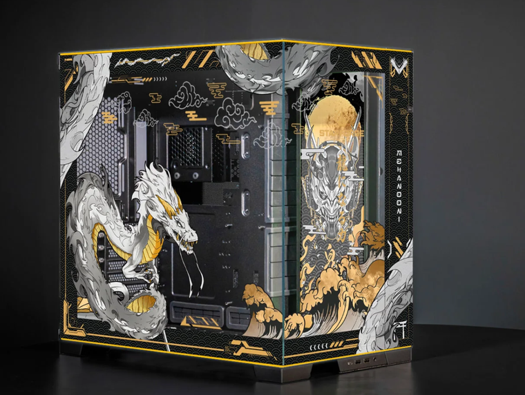 Golden Dragon Lian Li O11D Evo RGB Black Gold Anime PC Computer Case
