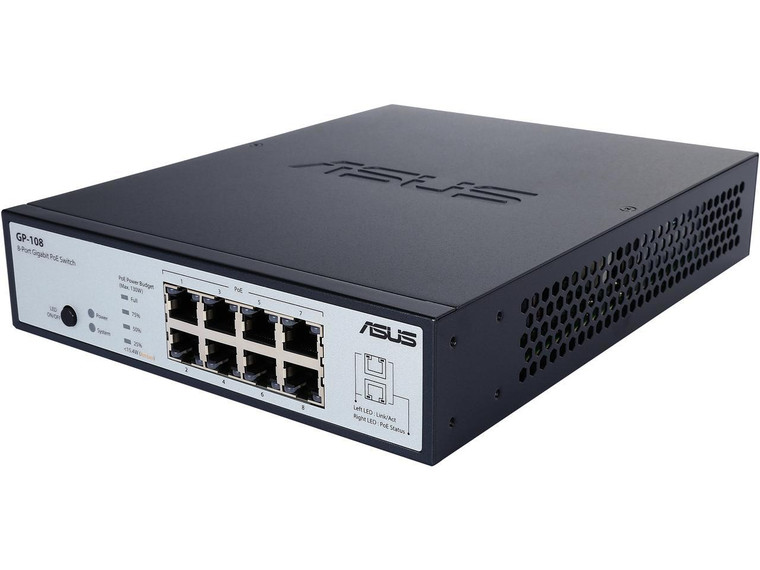 ASUS GP-108 8-Port Gigabit PoE Network Networking Switch Black Reconditioned