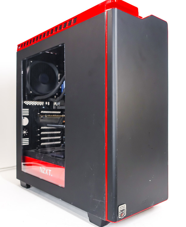 Custom Gaming PC Computer i5-4690K 3.5 GHz 8 GB RAM 256GB 2.5" SSD R9 390 8GB NZXT H440 Black/Red Reconditioned