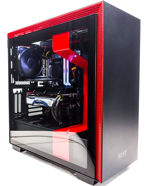 Custom RGB Gaming PC Computer i5-9600KF 3.7GHz 16GB 512GB NVME M.2 GTX 1080 8GB NZXT H710i Black/Red Reconditioned