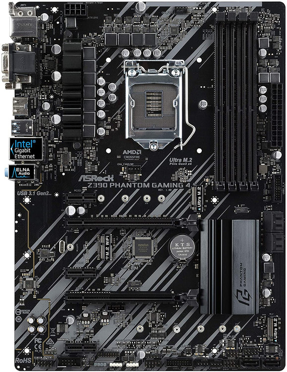 ASRock Z390 PHANTOM GAMING 4 Intel Z390 1151 LGA ATX M.2 Desktop Motherboard A Reconditioned