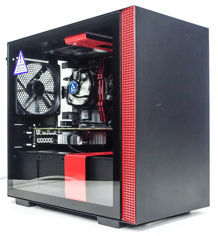 Custom Gaming PC Computer i3-8100 3.6GHz 8GB 256GB NVME M.2 1 TB GTX 1060 3GB NZXT H210 Black/Red Reconditioned