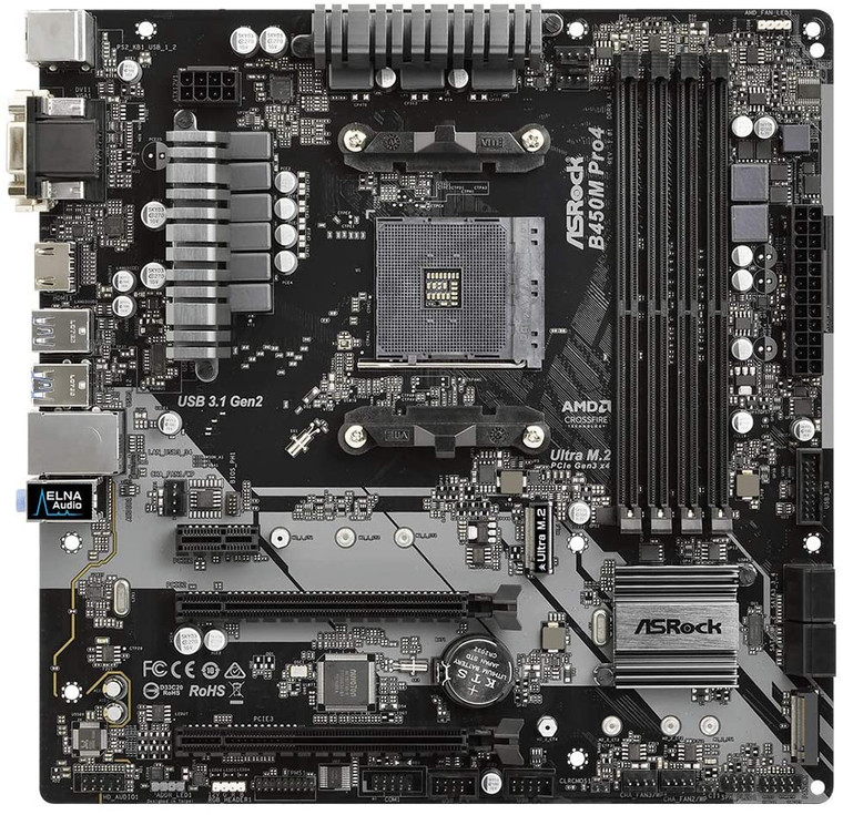 ASROCK B450M PRO4 AMD Socket B450 AM4 MicroATX M.2 Desktop Motherboard B Reconditioned ASROCK B450M PRO4 AMD Socket B450 AM4 MicroATX M.2 Desktop Motherboard B Reconditioned