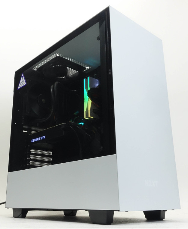 Gaming PC Ryzen 5 5600X 3.7GHz 16GB 512GB NVME SSD RTX 3060 12GB RGB Computer NZXT H510 White Reconditioned