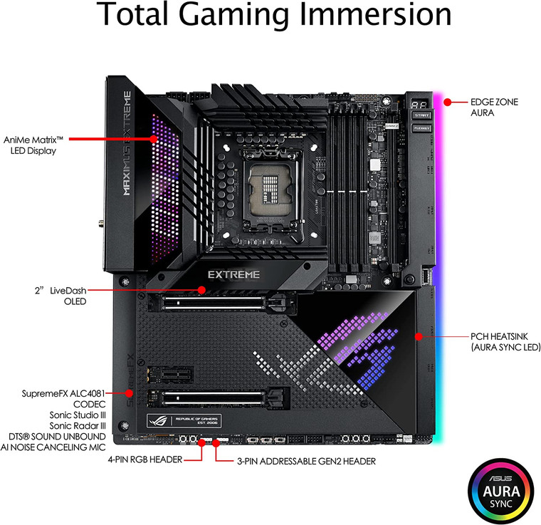 ASUS ROG MAXIMUS Z690 EXTREME Intel Intel Z690 LGA Extended ATX M.2 Desktop Motherboard A