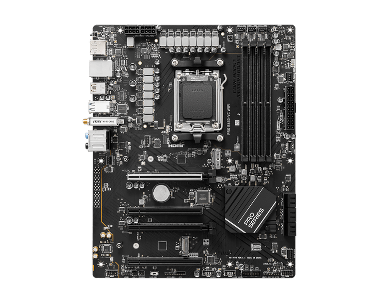 MSI PRO B650-VC WIFI AMD AM5 B650 ATX M.2 Desktop Motherboard A