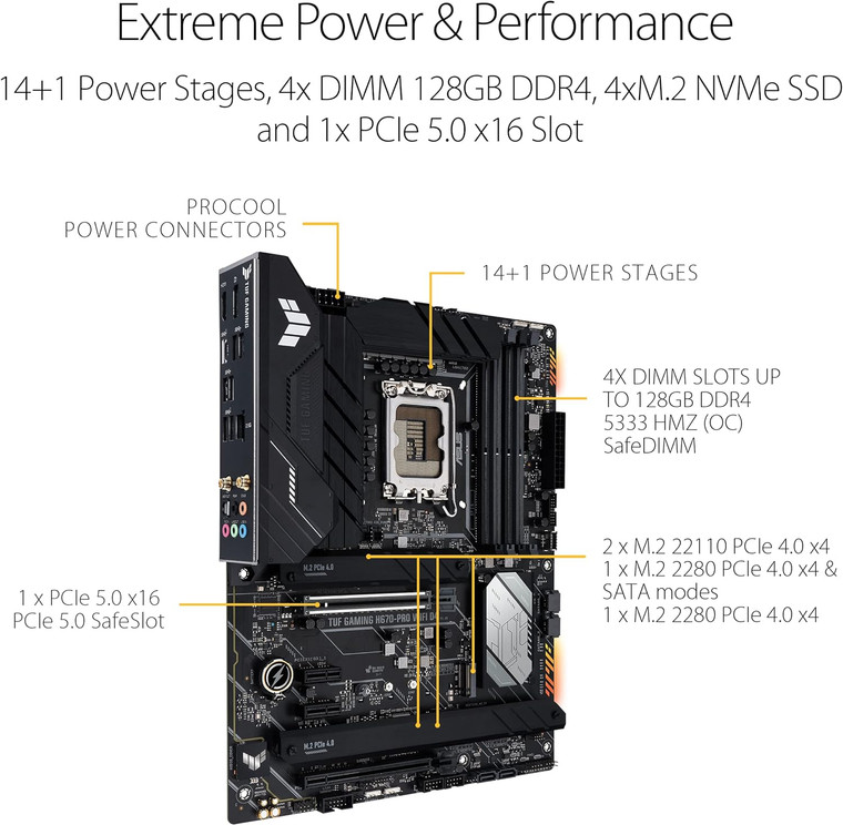 ASUS TUF GAMING H670-PRO WIFI D4 Intel LGA 1700 H670 ATX M.2 Desktop Motherboard