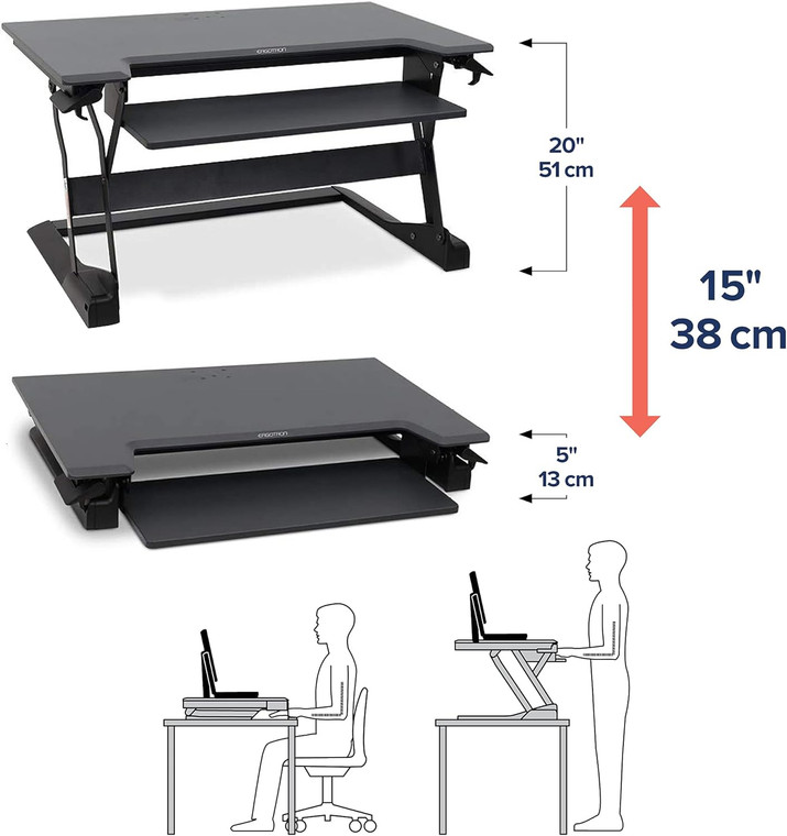 Ergotron – WorkFit-TL Standing Desk Converter Sit Stand Desk Riser for Tabletops