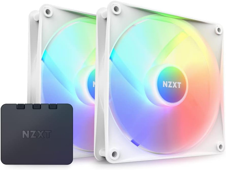NZXT F140 RGB Core Twin Pack 2 x 140mm RGB Fans with RGB Controller White
