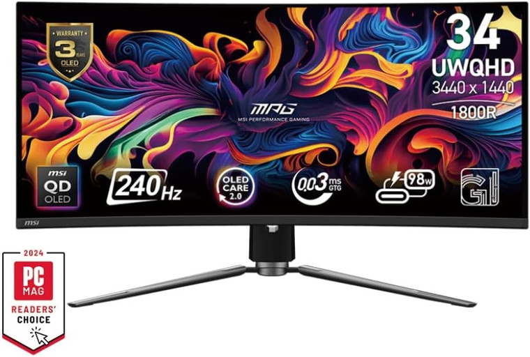 MSI MPG 341CQPX QD-OLED QD-OLED 34 in 240 Hz 3440 x 1440 Curved (Gaming Monitor)