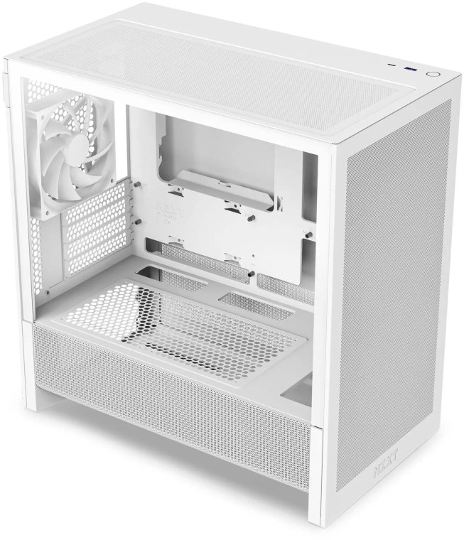 NZXT H3 FlowCC-H31FW-01 White Micro ATX Mini Tower Tempered Glass Computer Case