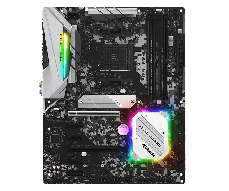 ASRock B450 STEEL LEGEND AMD Socket B450 AM4 ATX M.2 Desktop Motherboard A ASRock B450 STEEL LEGEND AMD Socket B450 AM4 ATX M.2 Desktop Motherboard A
