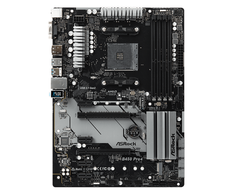 ASROCK B450 PRO4 AMD Socket B450 AM4 ATX M.2 Desktop Motherboard A ASROCK B450 PRO4 AMD Socket B450 AM4 ATX M.2 Desktop Motherboard A