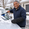 This photo is inspired by this real customer review: "I wore this dry mit to clean snow off my car. Of course I could only work with one hand but occasionally used the hand with the mit to brush off a bit of snow. It was in the 50's, so not that cold, but my hand stayed warm and dry."