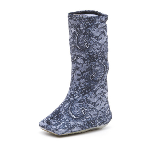 Evening Lace is one of our most popular fabrics.  This is a black and gray lace-look on a soft grey background.  Very pretty. 
Some have even described it as racy!  LOL!  If a boot cover can be accomplish that, we did it!  :) Some monitors may (incorrectly) display blue tones.