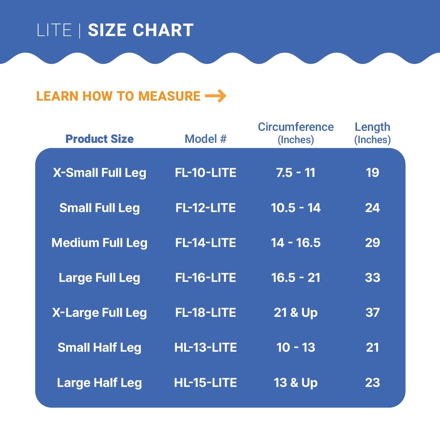 drypro lite leg sizing chart how to measure