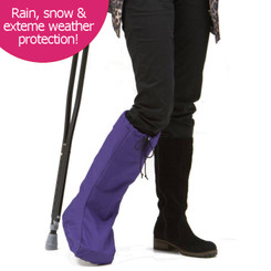 BootGuardzXtreme! in rugged Purple Denier.  BootGuardzXtreme! protects you and your orthotic walking boot from extreme weather like snow, sleet, and rain.  Optional sewn-in toasty liner for the sub-zero climates.