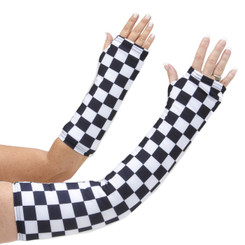 Long and short arm cast cover in a black and white checkerboard pattern.  Perfect for the race fans out there!
