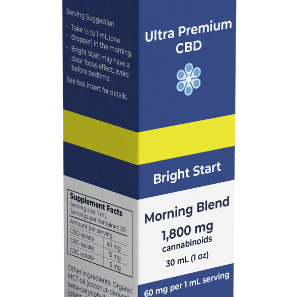 Ultra Premium CBD Daily Dose Bright Start product box Ultra Premium CBD Daily Dose Bright Start product box