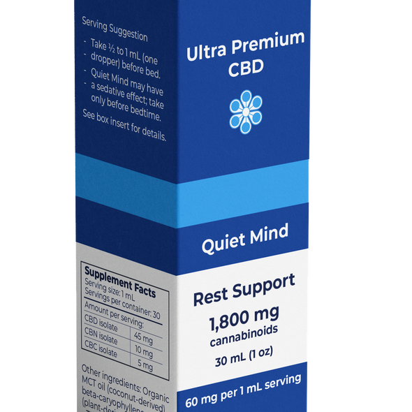 Ultra Premium CBD Daily Dose Quiet Mind product box Ultra Premium CBD Daily Dose Quiet Mind product box