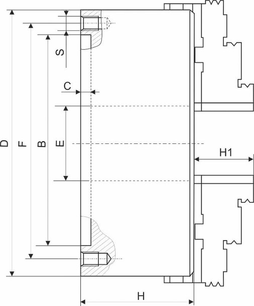 TMX 6 3 Jaw Self Centering Manual Chuck Plain Back 3-820-0600P