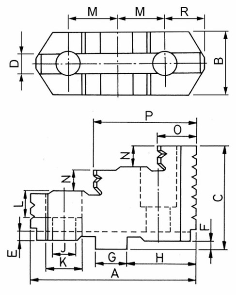 TMX Hard Top Jaws for 6 6 Jaw Scroll Chuck, 6 Piece Set, 3-883-606P