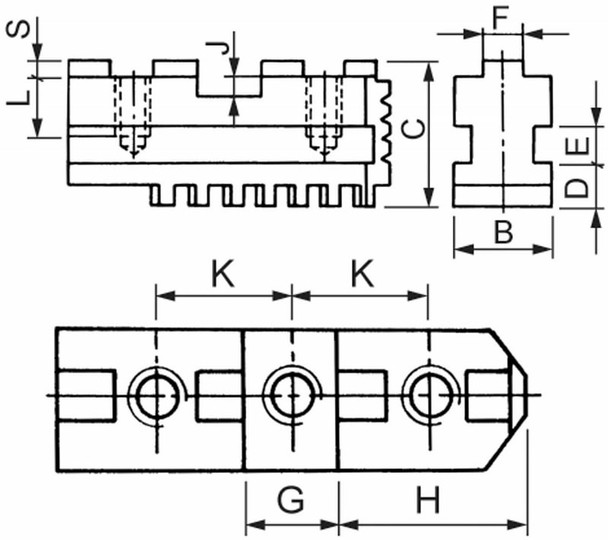 TMX Hard Master Jaws for 16 Scroll Chuck, 3 Piece Set, 3-885-316P