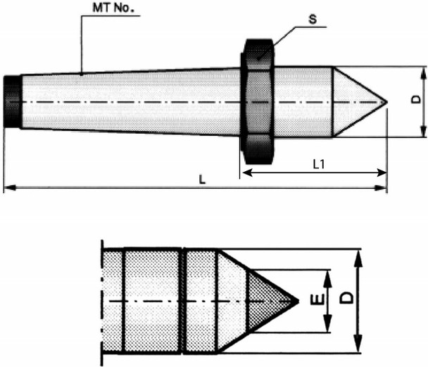 TMX 4 MT Carbide Tipped Dead Center with Nut 3-546-004P