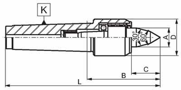 TMX 4 MT Slim Casing Live Center Extended Spindle 3-561-004P