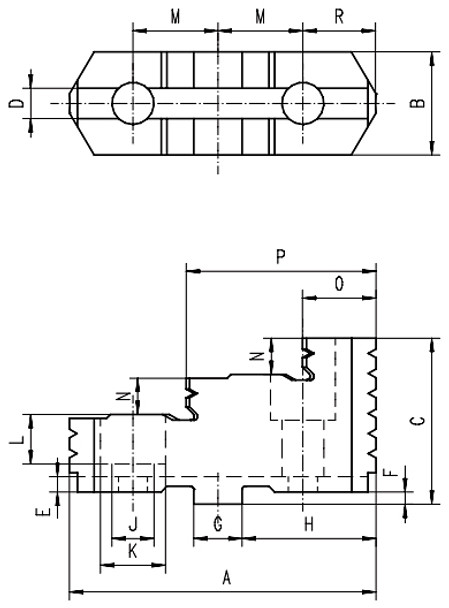 Bison Hard Top Jaws for 5 Scroll Chuck, 4pc, 7-883-405