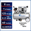New California Air Tools Ultra Quiet, Oil-Free, Lightweight Air Compressor with Automatic Drain Valve & Aluminum Tank #116410