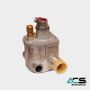 Air Compressor Sales LOW OIL SW VENTED, close-up image of a metallic air compressor component with brass and plastic fittings.