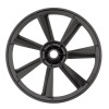 Product Chicago Pneumatic Flywheel, B2800 #048CA2, black plastic flywheel with multiple spokes, used for industrial or mechanical applications.