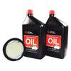 Chicago Pneumatic Air Compressor Maintenance Kit #048ECB, image of two black bottles of air compressor oil with red caps and a round filter element.