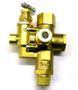 Product Chicago Pneumatic UNLOADERNG-5 145-175 W, brass pneumatic unloader valve with inlet and outlet ports and adjustment mechanism.
