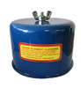 Jenny Products, Inc. Filter Assembly with Decal, Wingnut Cover, Hollow-Style #057A9B, blue cylindrical filter with yellow and red warning label and metal wingnut on top.