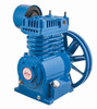 Jenny Products, Inc. KU Air Compressor Pump Replacement, Complete Assembly, Single-Stage, 3/4 - 2 HP with blue metal construction and large flywheel.