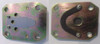 MAT - EDI ASSEMBLY VALVE PLATE #05A1AF, image showing two metal valve plates with multiple holes and a black gasket on one plate.
