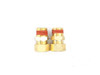 MAT - EDI 3/4 inch Compression Nut Assembly, close-up of brass fittings with red sealing rings for plumbing or hydraulic connections.