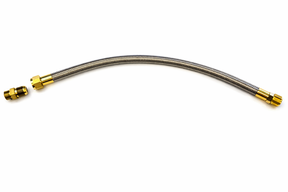 S.S. Braided Discharge Hose, 3/4" MPT x 1-1/16" SAE female flare swivel, 26" Long #07FD12