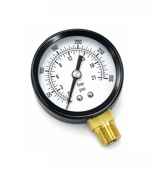 Pressure Gauge, 300 PSI, 1/4" MPT, Bottom-Mount #080624