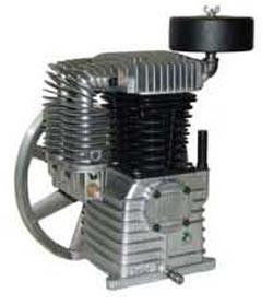 Rolair K24 Air Compressor Pump Replacement, Complete Assembly, Two-Stage, 3 - 5 HP, industrial air compressor pump with cooling fins and durable metallic construction.