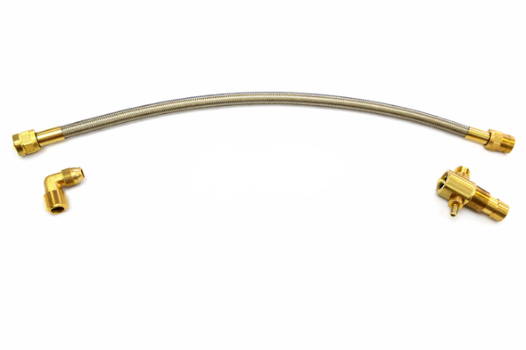 S.S. Teflon Hose with Elbow & Check Valve, 3/8" MPT x 3/8" SAE Flare Swivel #07FD16