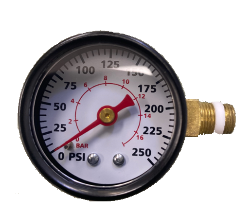 Pressure Gauge, 1/8" MPT, 250 PSI Side-Mount, 1.5" Face #11627F