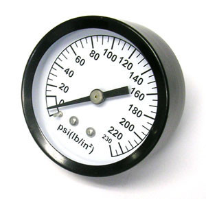 Air Compressor Pressure Gauge, 1/4" MPT Back-Mount, 200 PSI, 2" Face #01988F