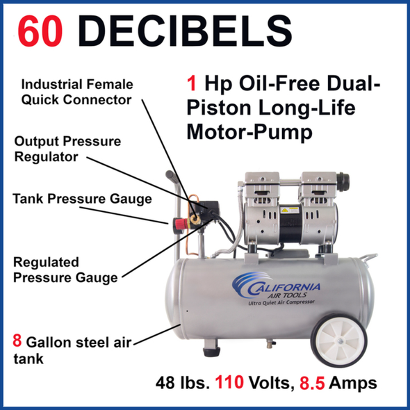 New California Air Tools Ultra-Quiet, Oil-Free, Lightweight Portable Air Compressor #0E36B0