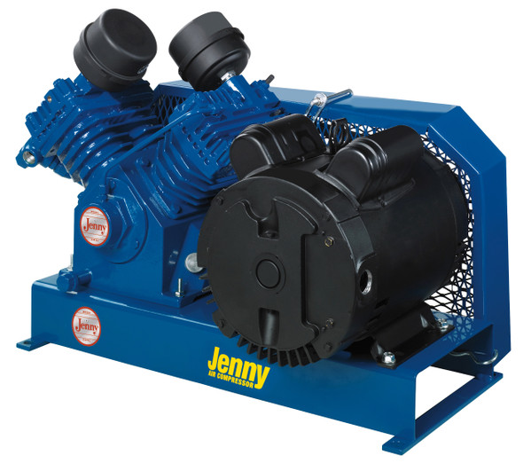 New Jenny Single-Stage Baseplate-Mounted Air Compressor w/ Magnetic Starter, 3HP, 460V/3-Phase #11641F