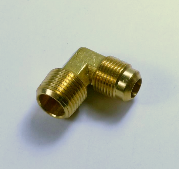 5/8" Male SAE Flare x 1/2" MPT Brass 90° Elbow Adapter #116424