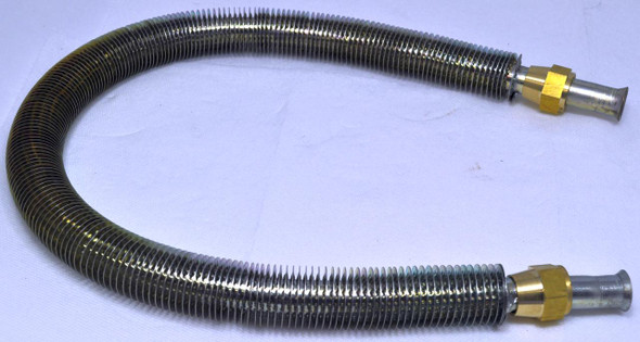 Air Compressor Sales Kellogg 321 Intercooler, 38326, Outer #01935E, flexible metallic intercooler hose with brass fittings for industrial use.