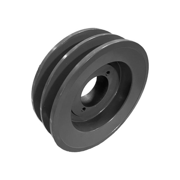 Air Compressor Sales 5.75" OD Two-Groove Pulley, B/5L Type #01A0FC, high-quality black industrial pulley with dual grooves for efficient power transmission in air compressors.